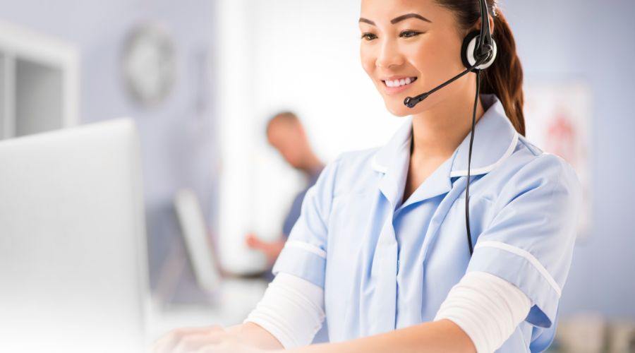 Professional Virtual Medical Receptionist assisting patients and managing appointments remotely for a healthcare practice